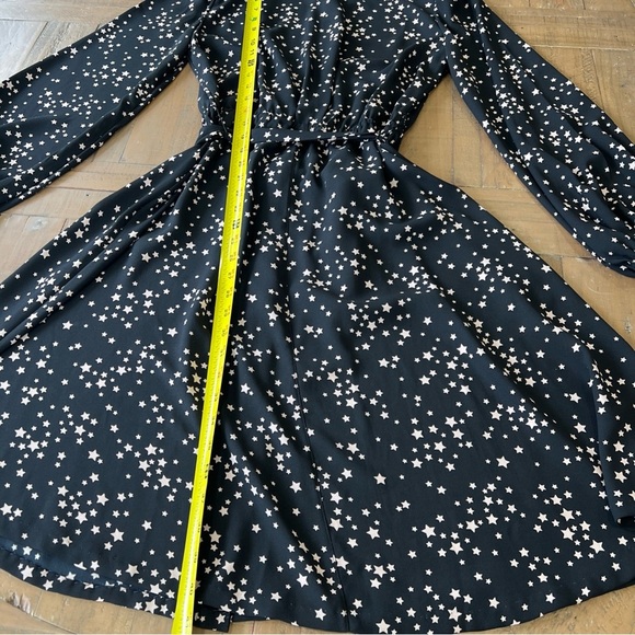 Kate Spade Black Scattered Stars Button Front Shirt Dress Preppy Fit And Flare 4 - Picture 7 of 9